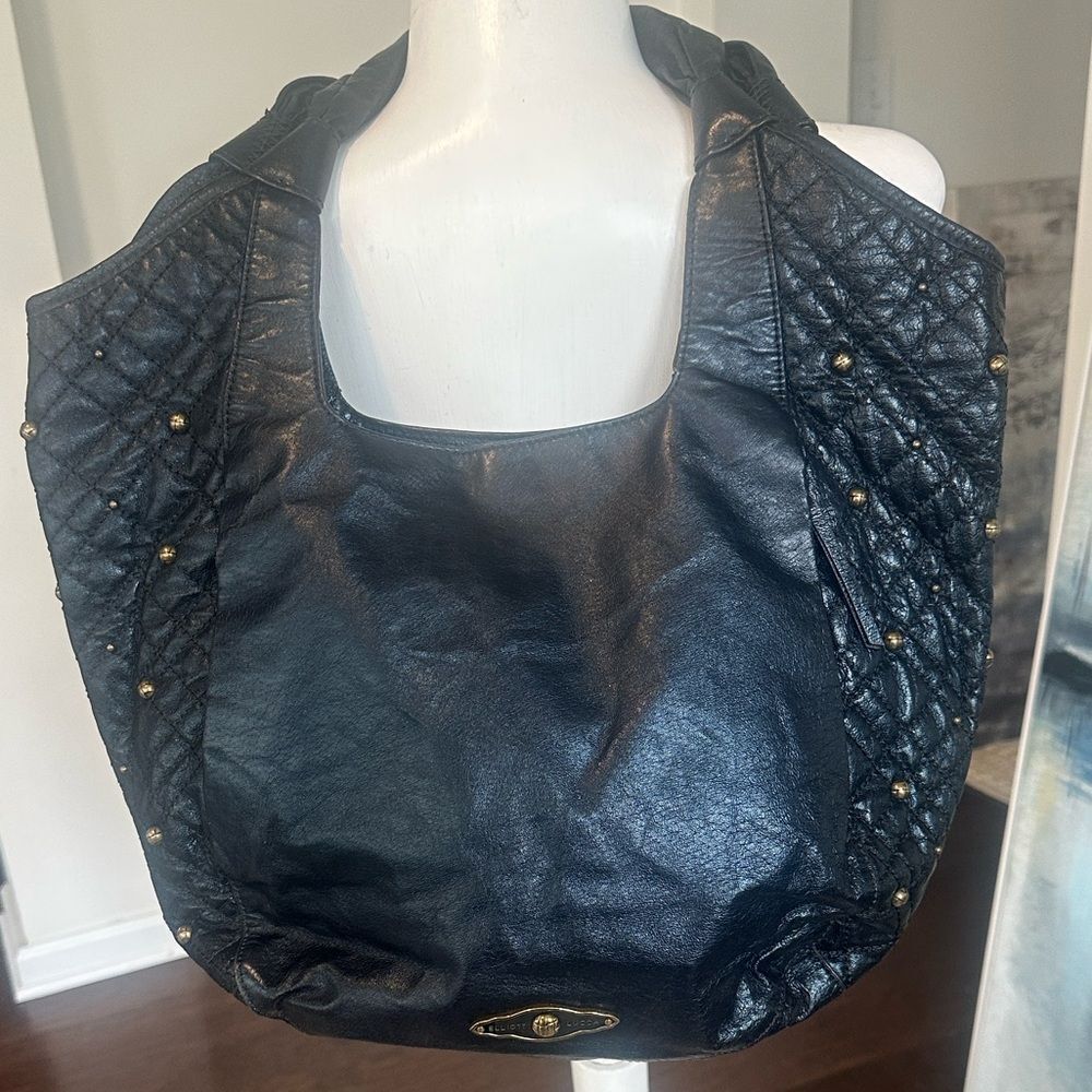 Elliott Luca Large Leather Studded Hobo Bag